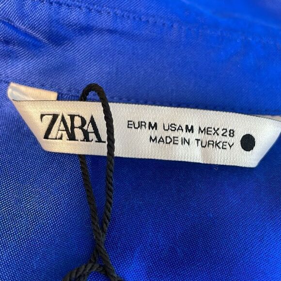 Zara Satin Effect Wrap Dress Mini Blue M - Picture 8 of 11